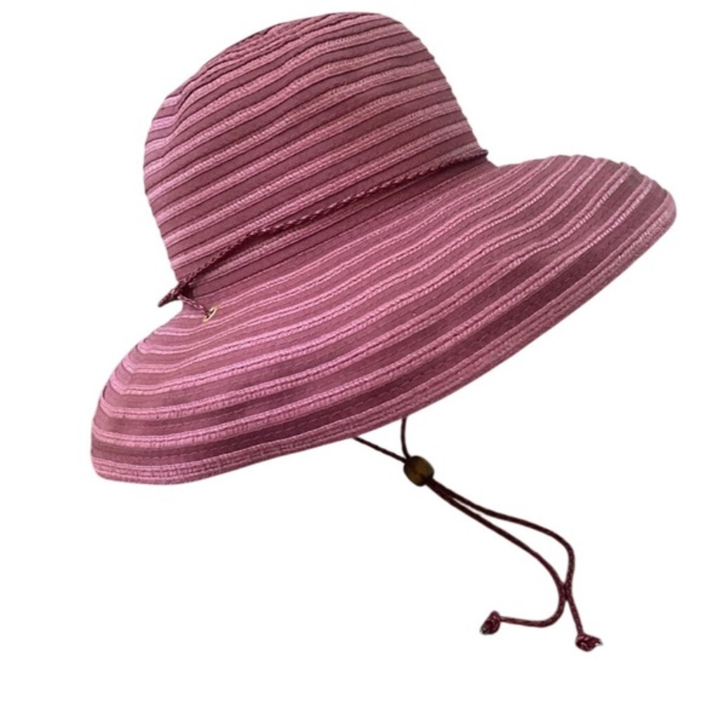 Four‎ Buttons San Diego Hat Co Sun Hat Wide Brim Adjustable Chin Strap Maroon